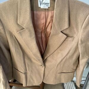 VTG 60s Check Wool DAVIDOW Skirt Suit Set Brown Beige‎ Sz8 RN#70208